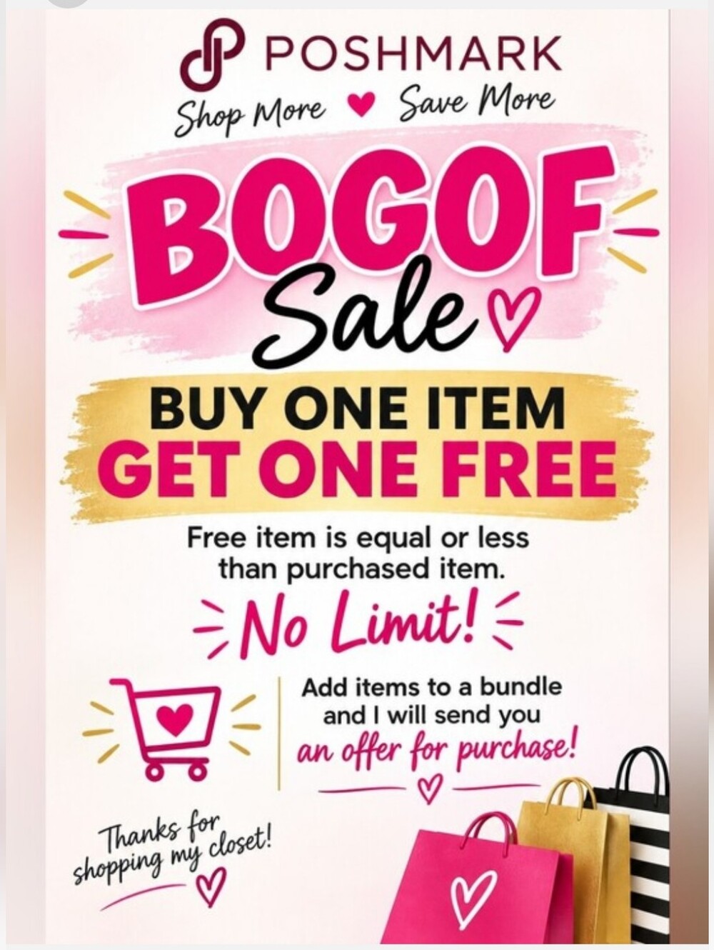 BOGOF Sale - Buy One Get One Free Promotional Poster - Pink